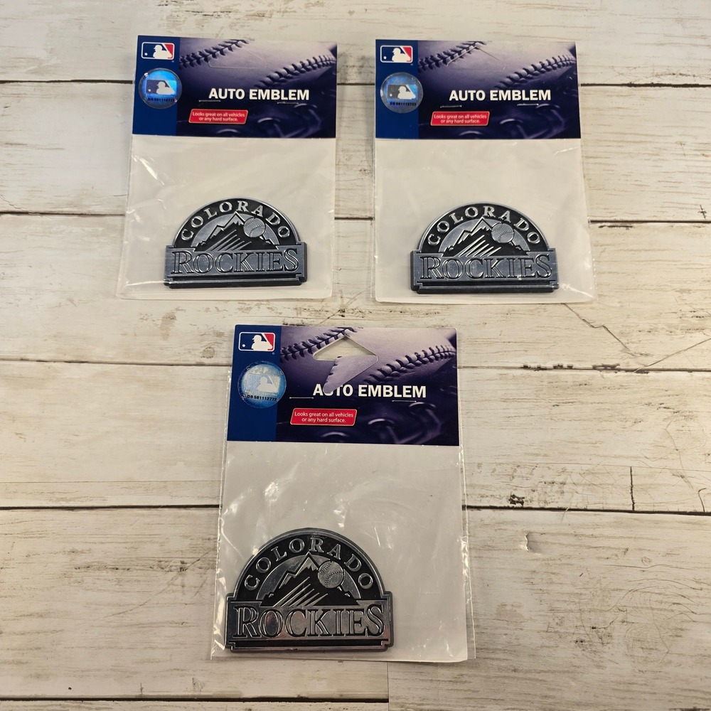 3 Pack Colorado Rockies MLB Auto Emblem Silver Black Chrome Car Decal Accessory